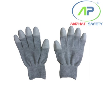 Găng chống tĩnh điện phủ PU đầu ngón có không viền (Màu xám) S
